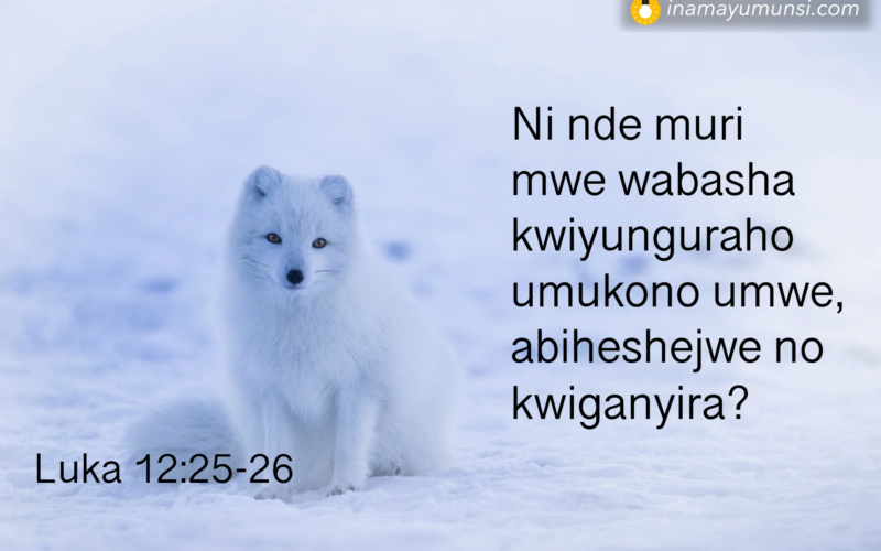 Luka 12:25-26 &rArr; Ni nde muri mwe wabasha kwiyunguraho umukono umwe, abiheshejwe no kwiganyira?