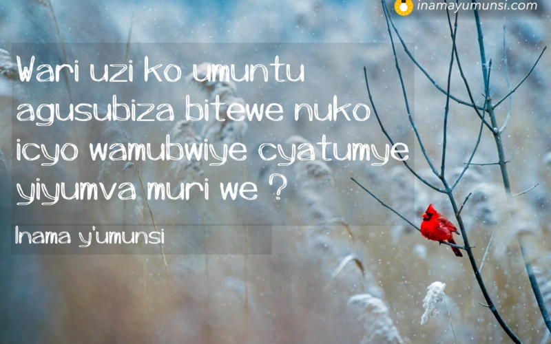 Umuntu nagusubiza nabi uzamenyeko wamubajije nabi